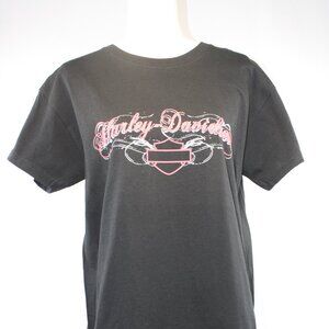 Harley-Davidson women’s large black crew neck T-shirt 100% pre-shrunk cotton